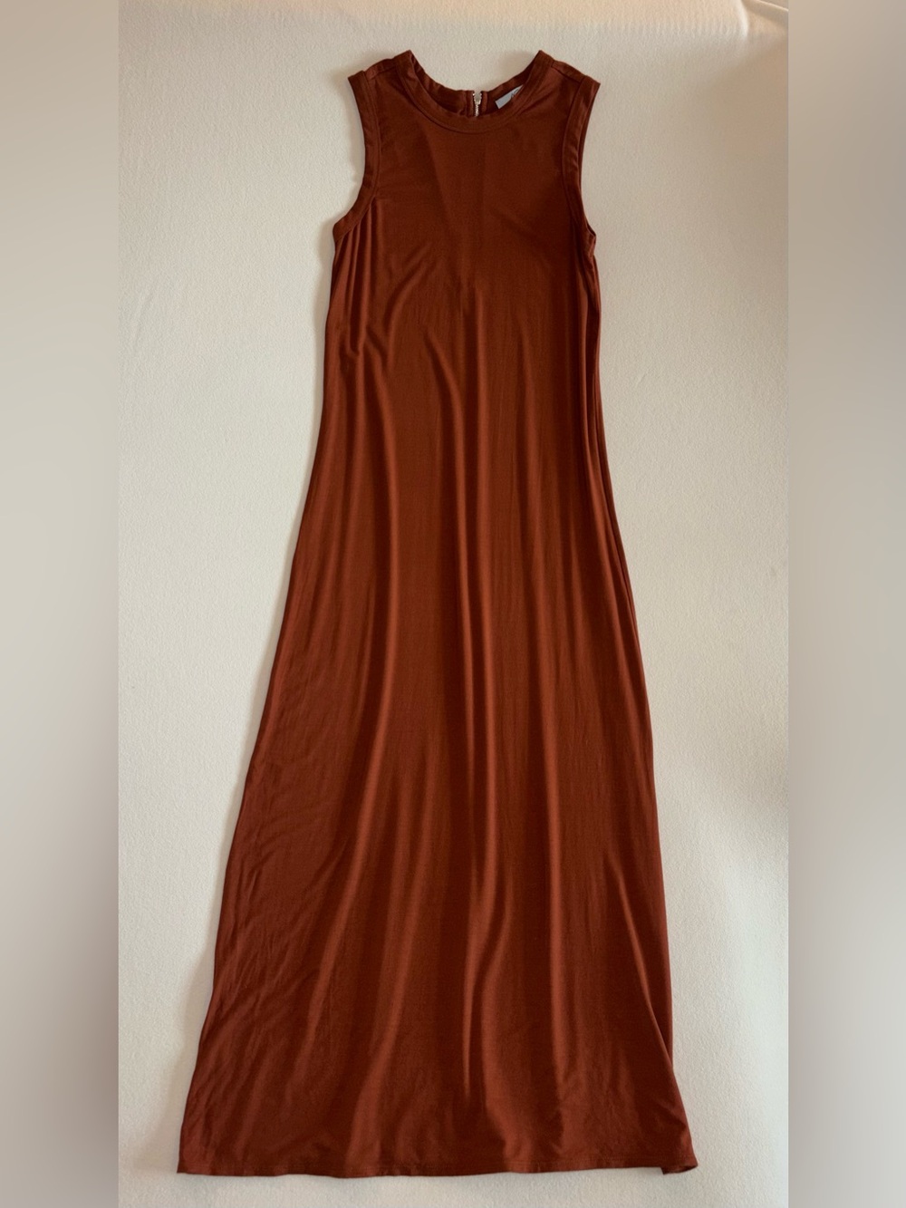 Joan Vass Burnt Orange Rust Sleeveless Rayon Maxi Dress Medium